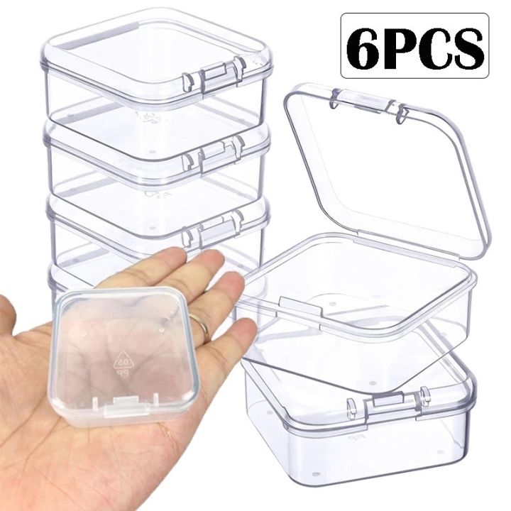 ILOVEDIY] Square Transparent Plastic Small Boxes - Pack of 6 High Quality  Conjoined Clamshell Containers suitable for Jewelry Storage Case or  Packaging Storage Box