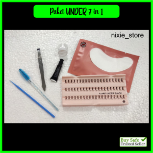 (PAKET BELAJAR) 7 in 1 PAKET CANTIK Bulu Mata Tanam Eyelash Extension Bulumata Natural Halus Lembut Ringan Flare 60 Helai Premium Best seller