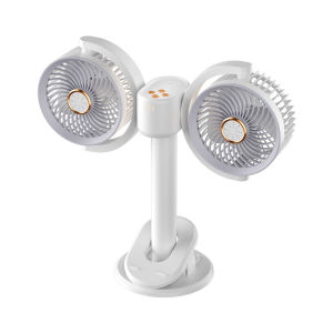 Double Head Circulation Fan Desktop Multi-Purpose Fan Adjustable Height 360 Degree Rotatable Air Circulator