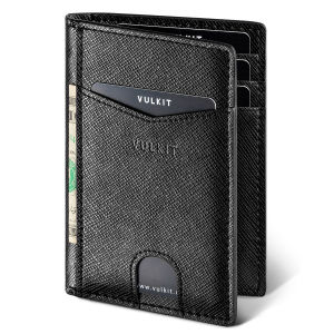 VULKIT-Bifold Front Pocket Slim Wallet RFID Blocking Minimalist Leather Credit Card Holder Wallet-VW100