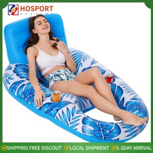 【HOSPORT】 Inflatable Pool Float Chair Multifunctional Pool Floating Backrest Chairs Portable Foldable Swimming Pool Accessories