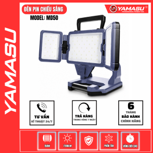 Đèn Tích Điện Đa Năng Cắm Trại Dã Ngoại Làm Việc Công Trình Xài Pin Góc Rộng YAMASU YMS MD50 Siêu Sáng