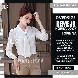 Kemeja Oversize Wanita lengan panjang wanita gaya Korea variasi syal Lofina / Kemeja Wanita Oversized NIC Fashion