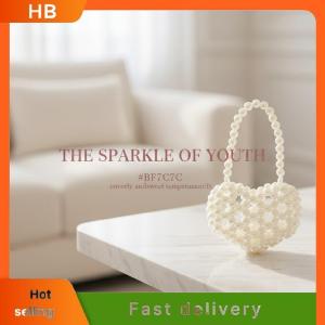 HB 1Pcs Stylish Versatile Sweet Girl Leisure Handbag Heart Mini Bags For Women Delicate Pearl Cute Shoulder Crossbody Bag