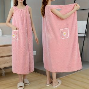 Soft Absorbent Quick-drying Wearable Robe Comfortable Robe Suitable for Swimming Pools Saunas Spas Camping Travel Hotels Etc. Face Towels Shower Robes Womens Robes Quick-drying Non-slip Coral Fleece Bath Towels