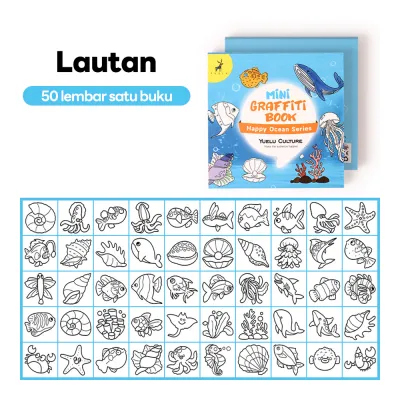 Mumystation Buku Pewarna Mini DIY Coloring Drawing Book Doodle Cartoon Educational Handy Childrens Toys 50 Pages