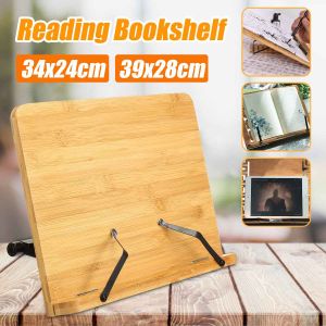 Adjustable Bamboo Book Holder Stand For Reading Rest Tablet Cook Book Stand Pages Fixed Foldable Desk Reading Wooden Bookstands Laptop Tablet Holder