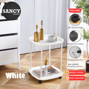 SANCY Movable Side Table Trolley Sofa Bedside Table Storage Organizer Rack Bedroom Living With Wheels Meja Sisi Kecil Boleh Alih - Fulfilled by SANCY