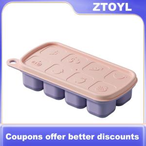 【ZTOYL】 1 cái 8 di động cấp thực phẩm Silicone khuôn Ice lưới với nắp Ice trường hợp khay làm khuôn Băng lưu trữ hộp tái sử dụng Diy Nhà Bếp Tiện Ích