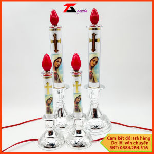 [Giá một cặp] Tặng 2 bóng đèn trái ớt + đèn nến thờ thiên chúa đèn trưng bàn thờ chúa gia tiên cực đẹp trang trí tủ thờ