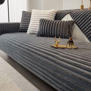 Rabbit Fur Sofa Cover Plush sofa cushion Washable Durable Soft Fabric Four Season Universal Sofa Mat