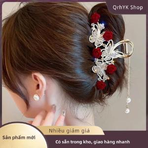 Hàng có sẵn✨ Ánh sáng sang trọng Rhinestone chuông phong lan tua tóc Clip hoa hồng bướm Claw Clip cá mập tóc Claw barrette Phụ kiện tóc