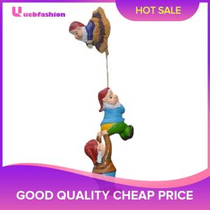 【New Arrival】 Climbing Gnome Sculpture Resin White Beard Dwarf Art Statue DIY Miniature Little Man Ornament Courtyard Tree Decoration