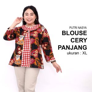 Atasan Batik Blouse Big Size Wanita Lengkap M-L-XL-2L-3L-4L-5L-6L-7L Model Blus Jumbo Seragam Batik / Atasan Big Size Panjang / Blus Batik Jumbo Kerja Wanita / Pakaian Kerja Jumbo Wanita Formal LD 140