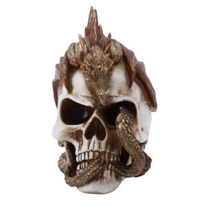 1pc Creative 3D Dragon Coiled Skull Ornament Home Soft Decor Resin Craft Halloween Theme Decoration
