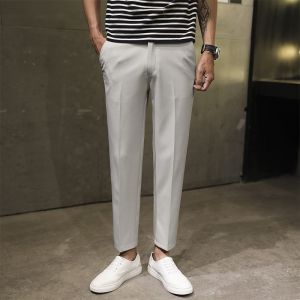 2023 hot 27-36khaki pants men slim fit office casual long pants elastic plus size pants pants men formal trousers ready stock