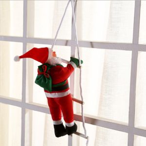 Christmas Ornaments Electric Climbing Rope Santa Claus Christmas Decor Novelty Plush Toys with Music Christmas Home Decor