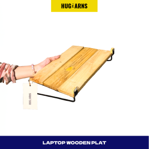 HUGeARNS - Stand Laptop Notebook Tatakan Kayu Dudukan Besi Meja Minimalis / Dudukan Laptop Kayu / Tatakan Laptop Alas Laptop Kayu / Wood Laptop Stand Note Book Stand Portable Unik Meja Laptop / Stand Holder Laptop / Stand Laptop / Tatakan Laptop Kayu