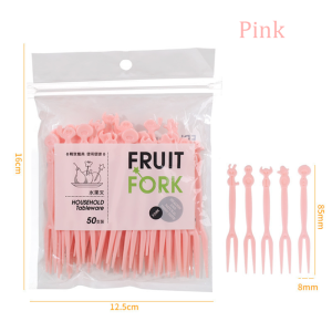 50Pcs afternoon tea plastic fruit fork Cartoon Snack Cake Dessert Fruit Lunch Party disposable tableware fruit fork