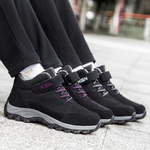 YUAAE New Women Men Boots Winter With Velvet Warm Snow Boots Couple Shoes Footwear Fashion Male Rubber Winter Ankle Boots Work Shoes Size 36-44