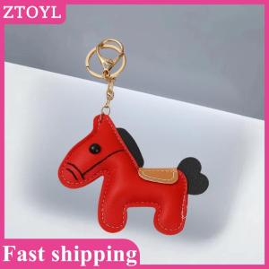 ZTOYL💝 Lovely Leather Pony Keychain Cartoon Cute Zodiac Horse Pendant Car Keyring Backpack Hanging Decoration New Year Gift