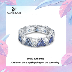 💖 Swarovski 💖 Ladies Fashion S925 Sterling Silver Ring M5610734 Ortyx Personality blue and White Crystal gemstone ring Valentine gift Birthday gift