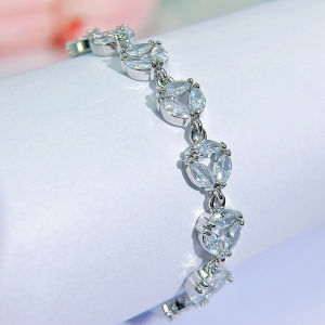 SEQUITO กำไลข้อมือสีทองสีชุบทองคำขาวตัดหินอ่อนสีเงิน AAAAA สร้อยข้อมือแบบกลวงสำหรับผู้หญิง B308เสน่ห์