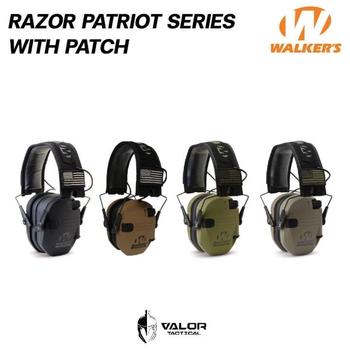 Walker Razor Patriot Series Electronic Muffs + Patch หูฟังแบบครอบหู