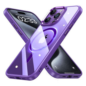 Luxury MagSafe Magnetic Phone Case For iPhone 16 / 15 / 14 / 13 / 12 Pro Max Plus Crystal Clear Back with Soft Silicone Edge Cover For iPhone 16 Pro Max Transparent Shockproof Protective Casing