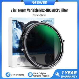 NEEWER 2 in 1 Variable ND2–ND32 & CPL Filter 30 Layer Nano Coated VND Camera Filters HD Optical Glass Water Repellent Scratch Resistant