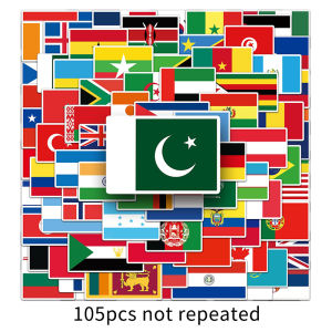 105pcs Travel Souvenir National Flag Sticker Cheap Personalized Good Price Vinyl Waterproof Decorative Laptop Sticker