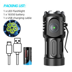Alonefire X65 Mini 5LED Flashlights USB Rechargeable With 18350 Battery 5000LM Strong Powerful Outdoor Torch Waterproof Camping Lamp