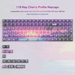WOMIER 115 Keys Pink Fog Transparent Clear Keycaps Crystal Ceramic PC Keycap RGB Shine Through Key cap Cherry Profile for MX Switch Keyboard