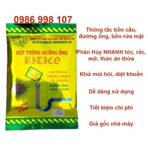 Bột Thông Cống Cực Mạnh Bitico -  Hiệu Quả 100% Thông Tắc Bồn Cầu Đường Ống Bồn Rửa Mặt