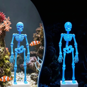 CHIC HUT 3D Printed Dancing Skeleton Aquarium Bubbler Realistic with Pipe Suction Cup Movable Skeleton Fish Tank Bubbler Creative Fade Resistant Halloween Skeleton Tank Ornament Fish Landscaping