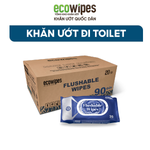 HÀNG CÔNG TY_Thùng 90 gói khăn ướt Flushable Wipes gói 20 tờ xả tan trong bồn cầu