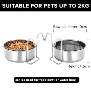 CHONG CHONG Pet Bowl Dog Cat Hanging Stainless Bowl with Metal Hook Dog Water Feeder Food Feeder