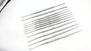 QSWTITAN Stainless Steel Dual Channel Nerve Root Probe Lumbar Pedicle Probe Curved Straight Blade Groove Tips Orthopedic Instrument