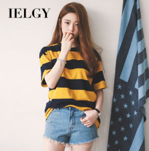 IELGY Summer new womens student shirt short-sleeved t-shirt female stripes