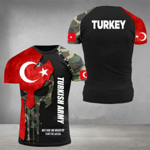 Turkey Flag Shirt Mens T-shirt Army Camouflage Print Sweatshirt Summer O-neck Loose Jersey Fashion Short Sleeve Clothing Tops