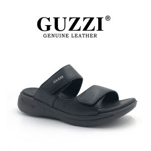 Guzzi Mens Leather Velcro Slide Sandals – Comfortable & Adjustable (Kasut Lelaki) GMS-50014