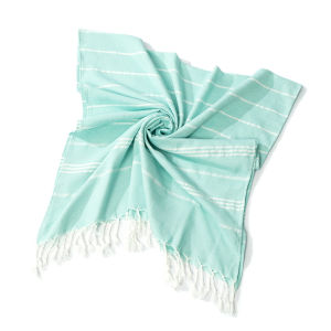 Hot-selling polyester-cotton Turkish beach towels 90*180 Tassel-trimmed color-woven striped absorbent bath towel