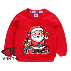 Áo NỈ Tay Dài Cổ Tròn In Họa Tiết Giáng Sinh Hoạt Hình Dễ Thương Cho Bé Trai Và Gái
