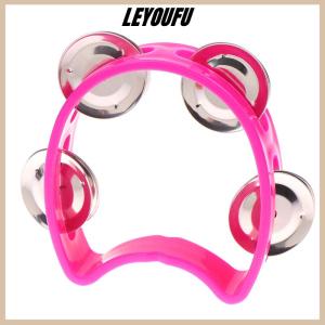 LEYOUFU Kindergarten Hand-held Tambourine Metal Bells Plastic Rattle Ball Percussion KTV Party Kids Game Toy Musical Instrument