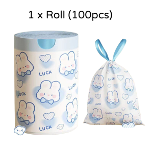 100pcs Drawstring Garbage Bag Tear-free Garbage Bag Household Handheld Kitchen Trash Bag TNTshop