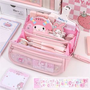 PRAISEDTU My Melody Pencil Cases Kuromi Cinnamoroll Stationery Bag Back to School Kawaii Pencils Bag School Supplies