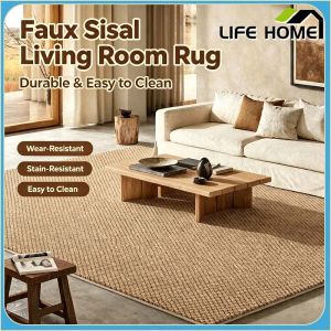 Imitation Sisal Living Room Carpet No Wash Can Be Wiped Anti Slip Easy To Maintain Bedroom Floor Mat