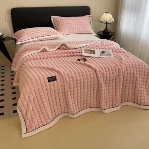 Golden Mink Velvet Blanket Air Conditioner Cover Blanket Thickened Double-Sided Velvet Office Sofa Nap Blanket Car Travel Blanket LZD
