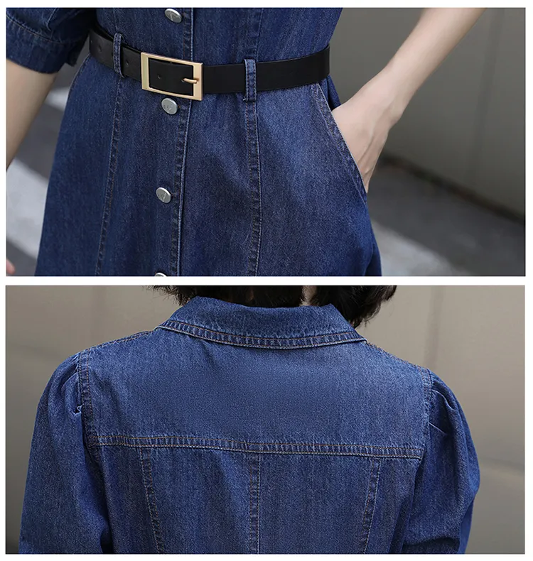 Buckle Belted Denim Overall Dress Without Tee
