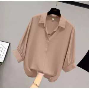 luvvy atasan kemeja wanita V neck lengan balon/blouse kemeja polos wanita CRINKLE airflow/bluouse paket 100 dapat 3//kemeja wanita terbsru